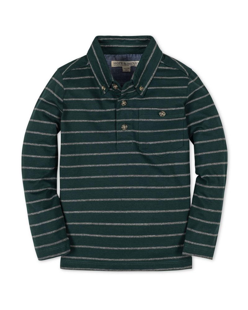 Hope and Henry Little and Big Boys' Organic Long Sleeve Jersey Knit Polo Shirt