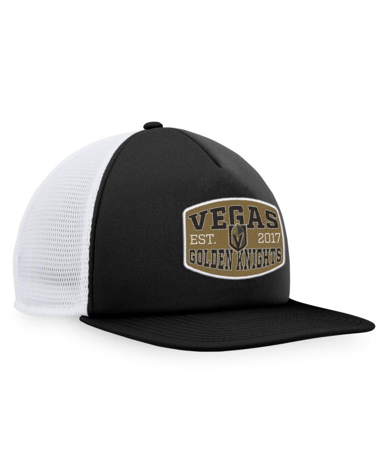 Men's Black, White Vegas Golden Knights Foam Front Patch Trucker Snapback Hat