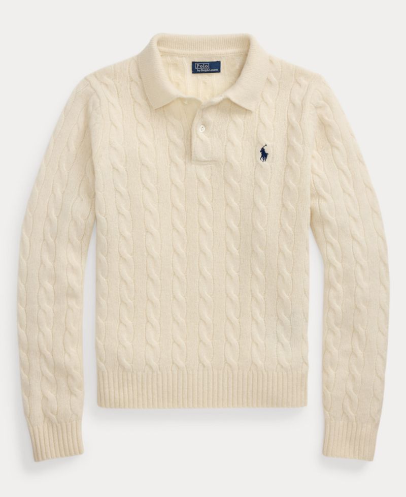 Women's Cable-Knit Long-Sleeve Wool-Cashmere Sweater