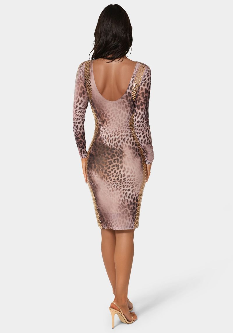 Women's BodyCon Embellished Knee Length Dress