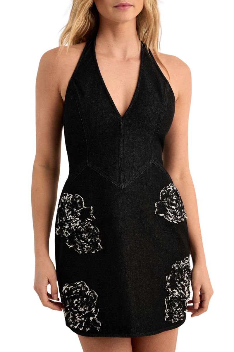 Women's Denim Halterneck Mini Dress