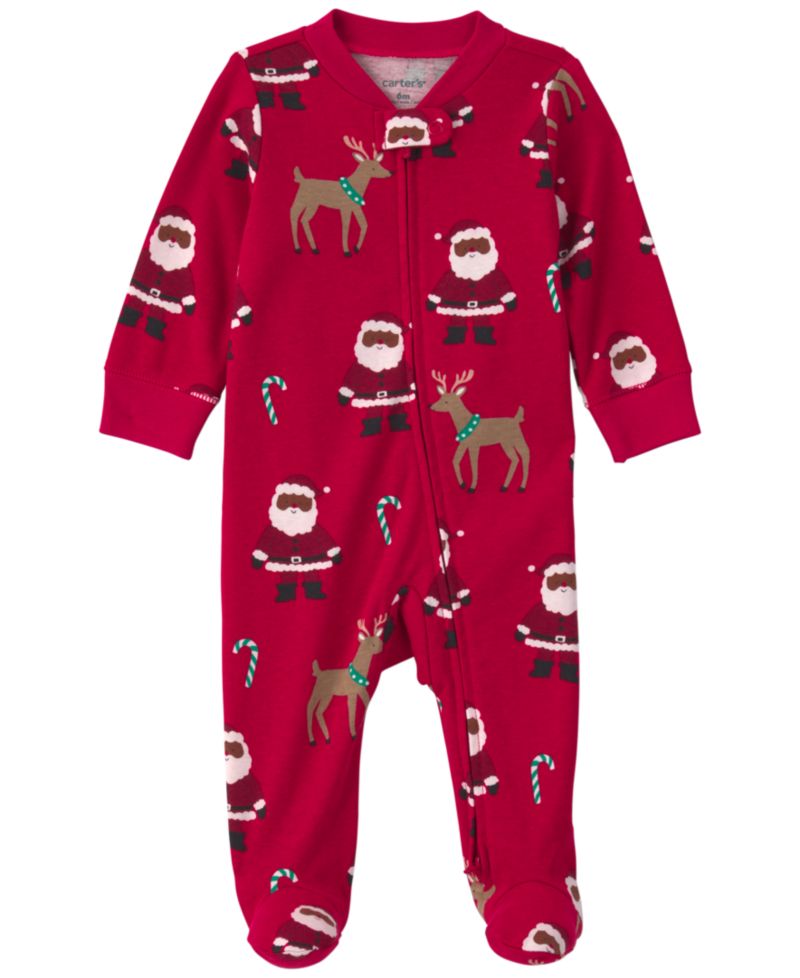 Baby Boys' and Girls' Santa Footed 2-Way Zipper Sleep & Play