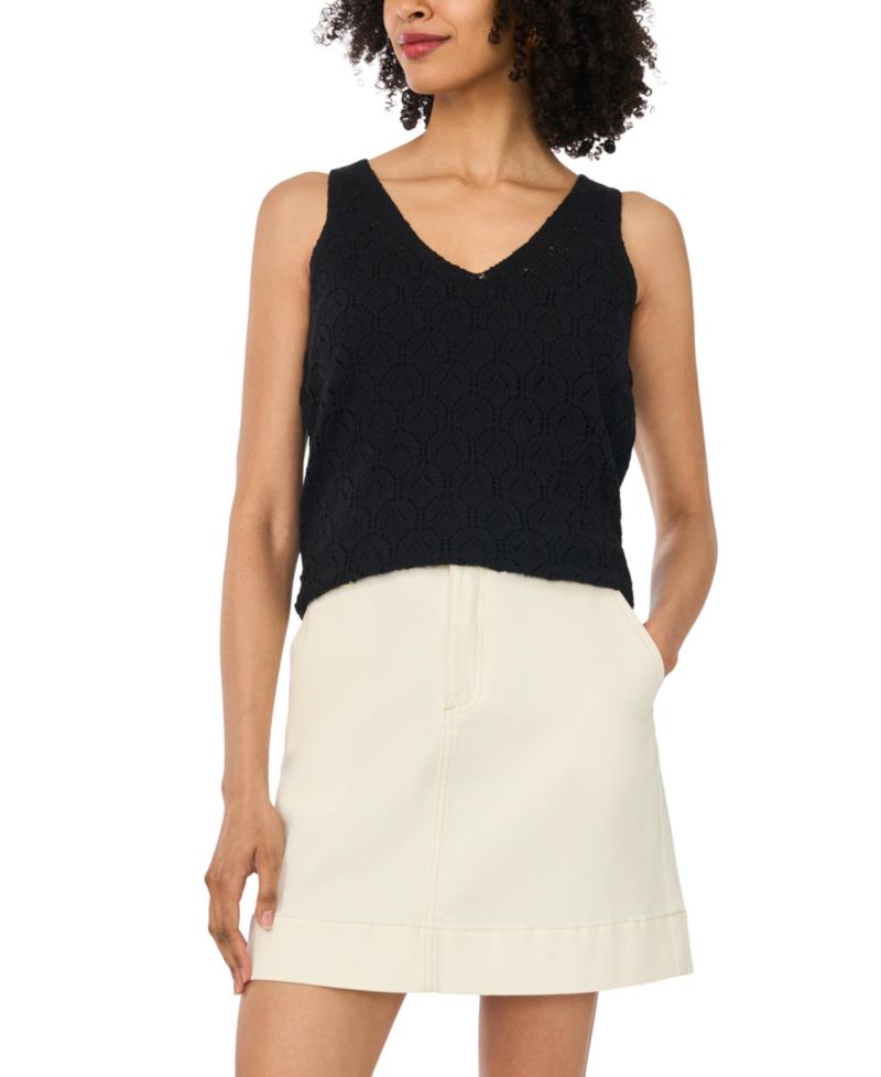 Women's Cotton-Blend Pointelle Tank Top