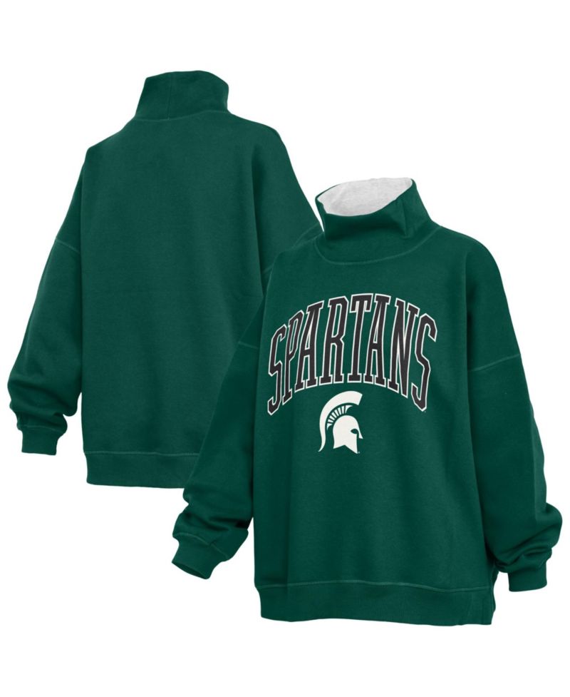 Women's Green Michigan State Spartans Oversized Mock Neck Sweatshirt