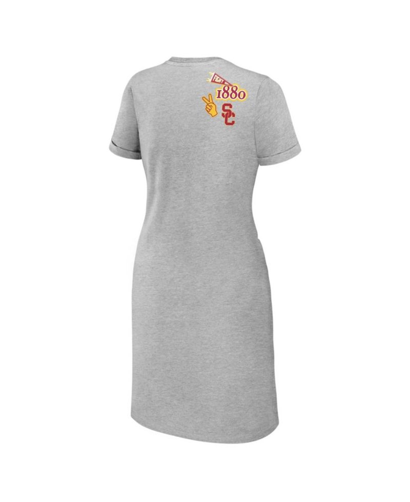 Women's Heather Gray USC Trojans Knotted T-Shirt Dress