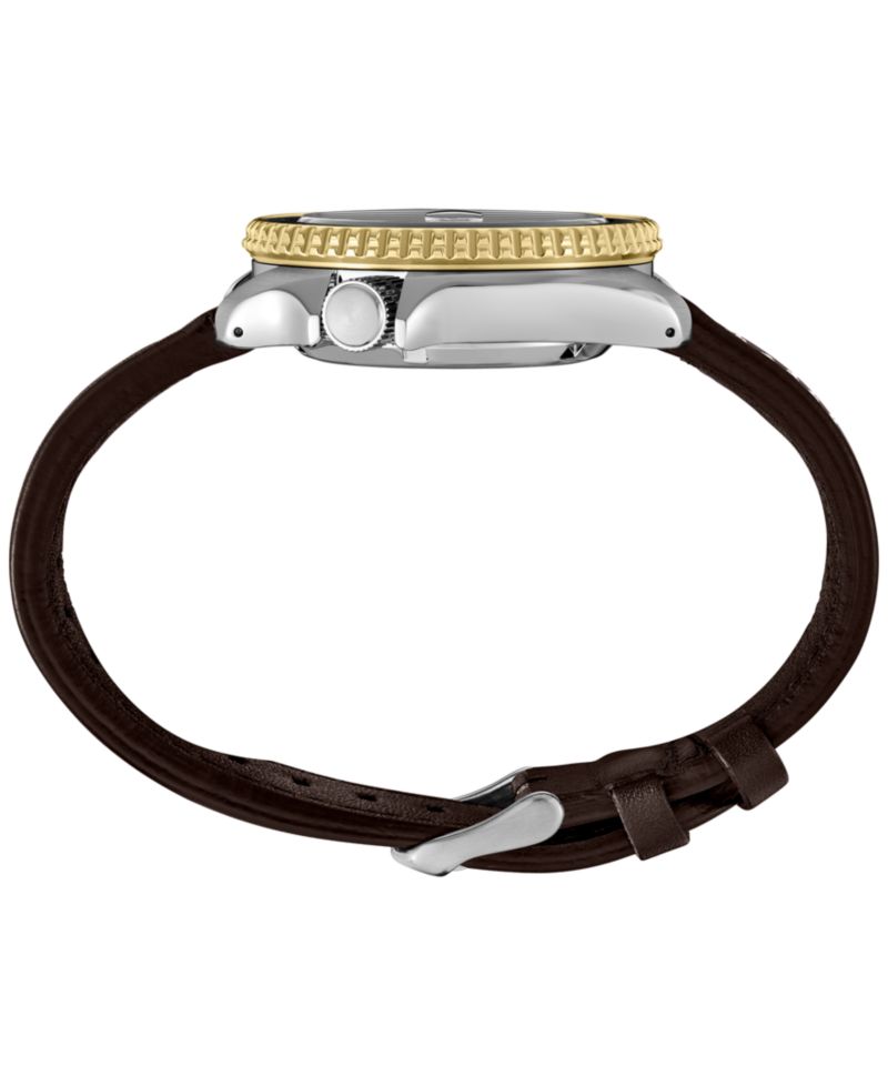Men's Automatic 5 Sports Black Leather Strap Watch 42mm