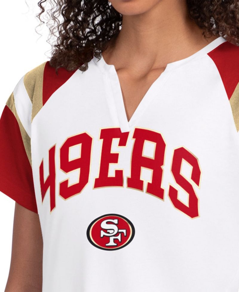 Women's White San Francisco 49ers Game On Notch Neck T-Shirt