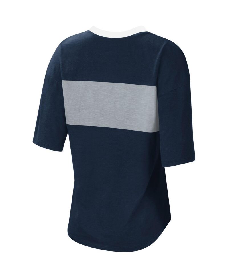 Women's Navy and Gray New York Yankees Lead Off Notch Neck T-shirt
