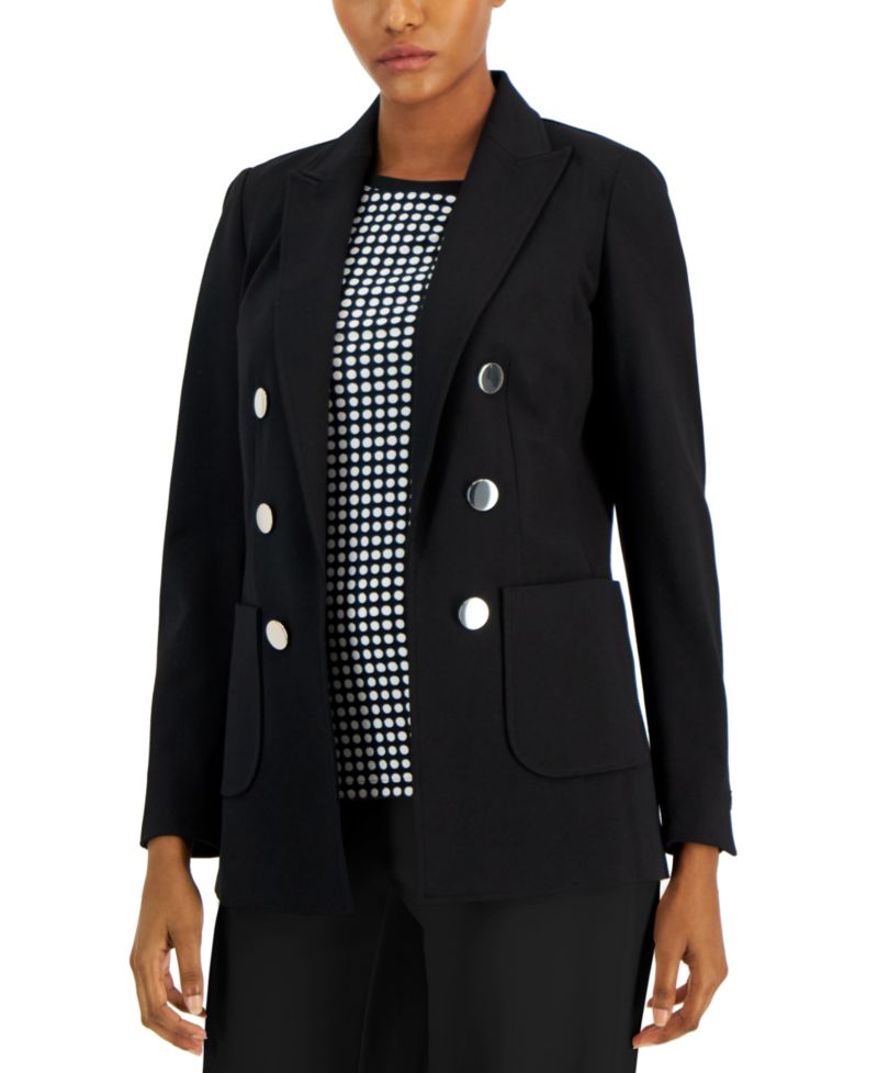 Petite Compression Faux-Double-Breasted Blazer