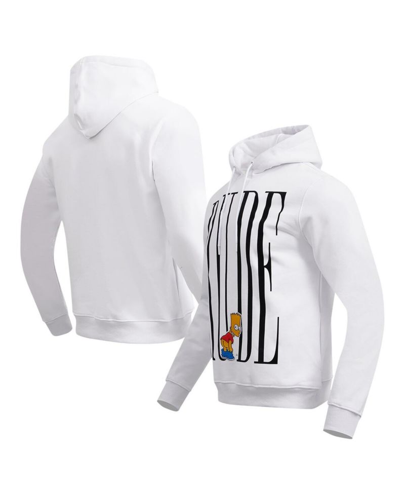 Men's White The Simpsons Bart Simpson Eat My Shorts Pullover Hoodie