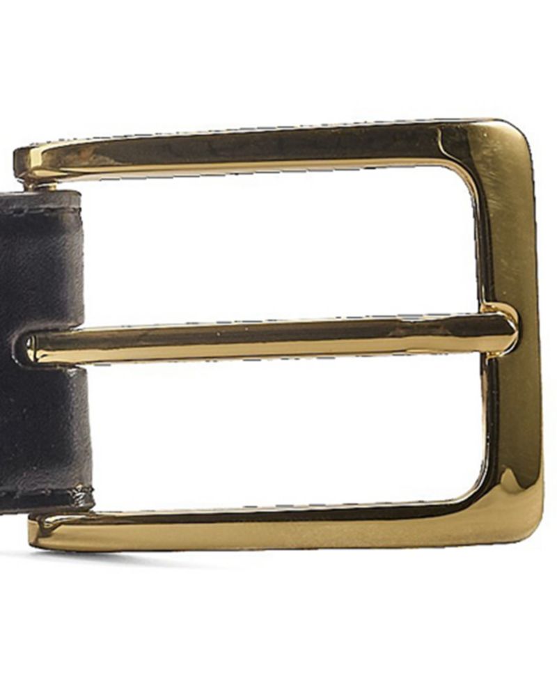 Men's Leather Brass-Buckle Reversible Belt