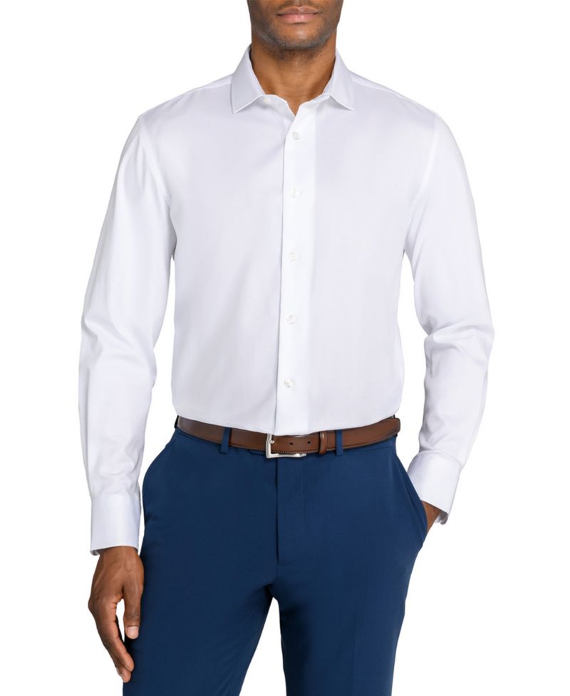 Men's Solid Hybrid Slim Fit Easy Care Long Sleeve Shirt