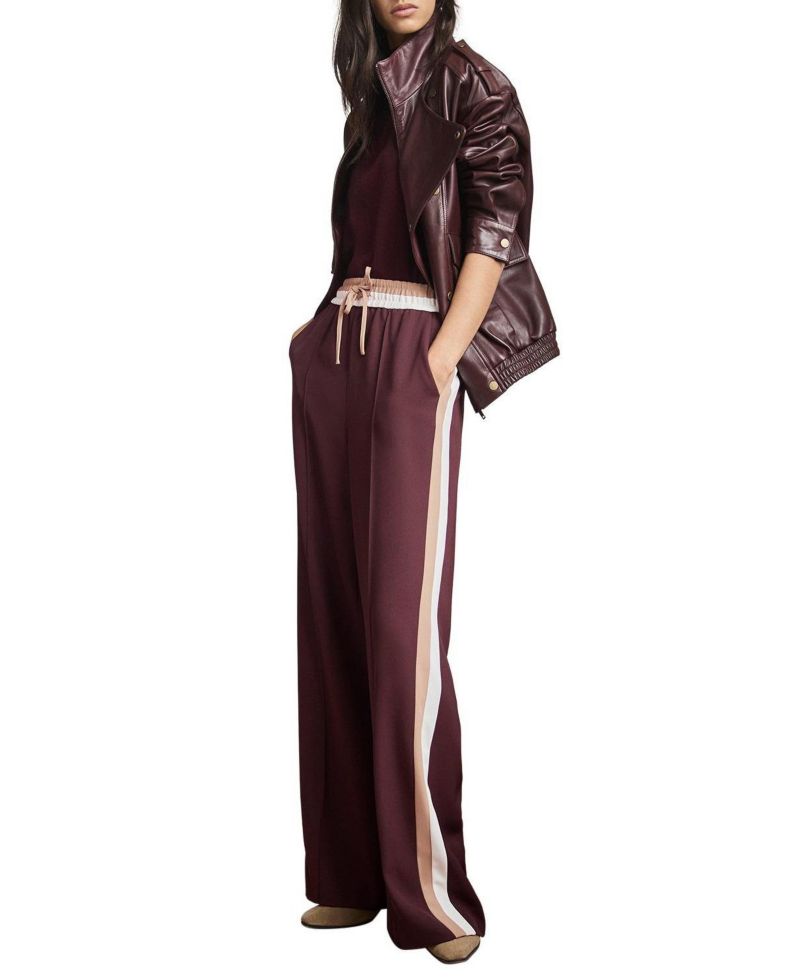 Women's Side Stripe Tie Waist Wide Leg Trousers