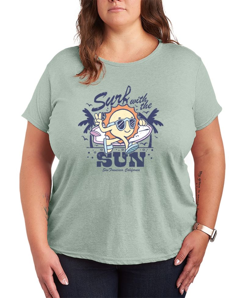 Plus Size Instant Message Surf with the Sun Short-Sleeve Graphic T-Shirt