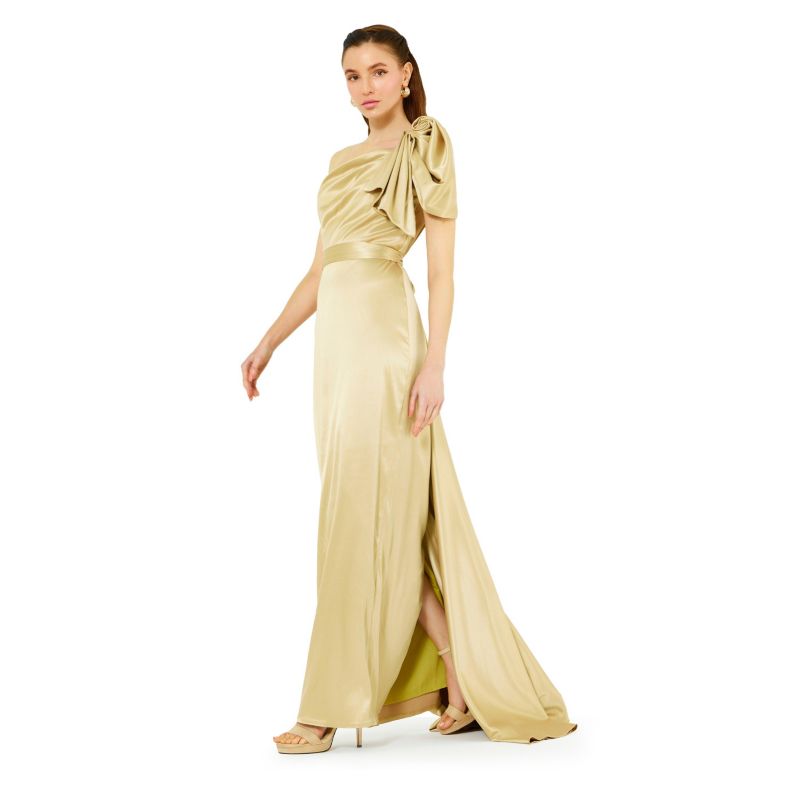 Women's One Shoulder Draped Sleeve Gown