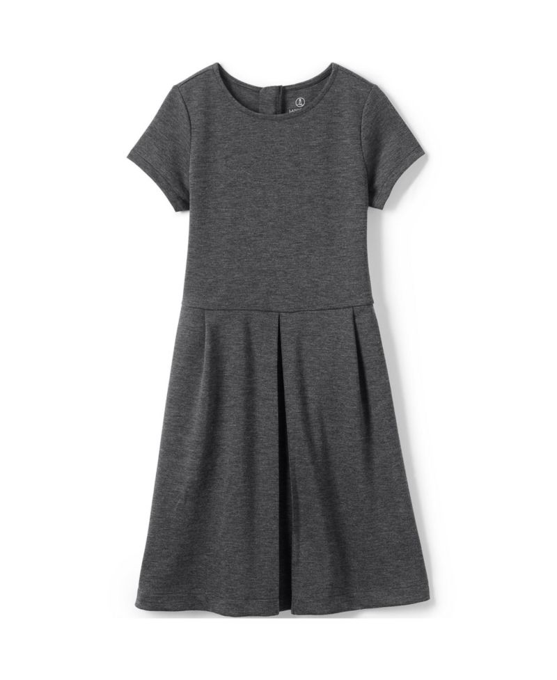 School Uniform Girls Short Sleeve Ponte Dress Top of Knee