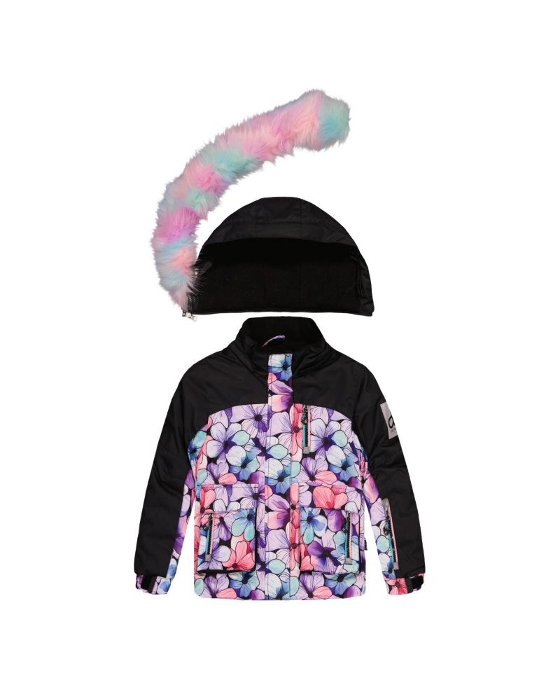 Little and Big Girl (6-14) Two Piece Play Snowsuit Floral Print with Gradient Pants