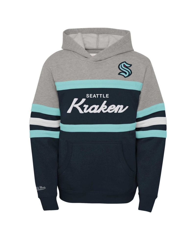 Big Boys Sea Blue Seattle Kraken Head Coach Pullover Hoodie