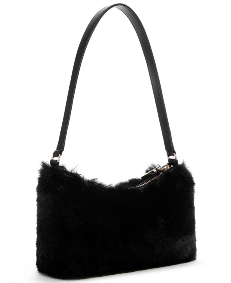 Faux Fur Shimmer Small Shoulder Handbag