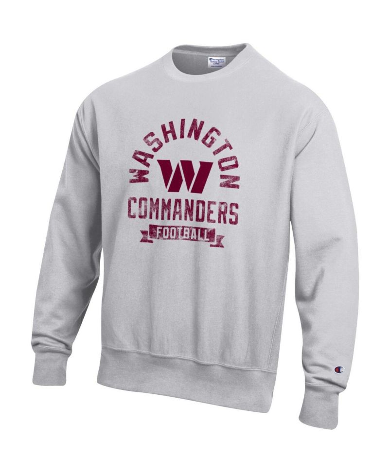 Men's Heather Gray Washington Commanders Reverse Weave Fleece Pullover Sweatshirt