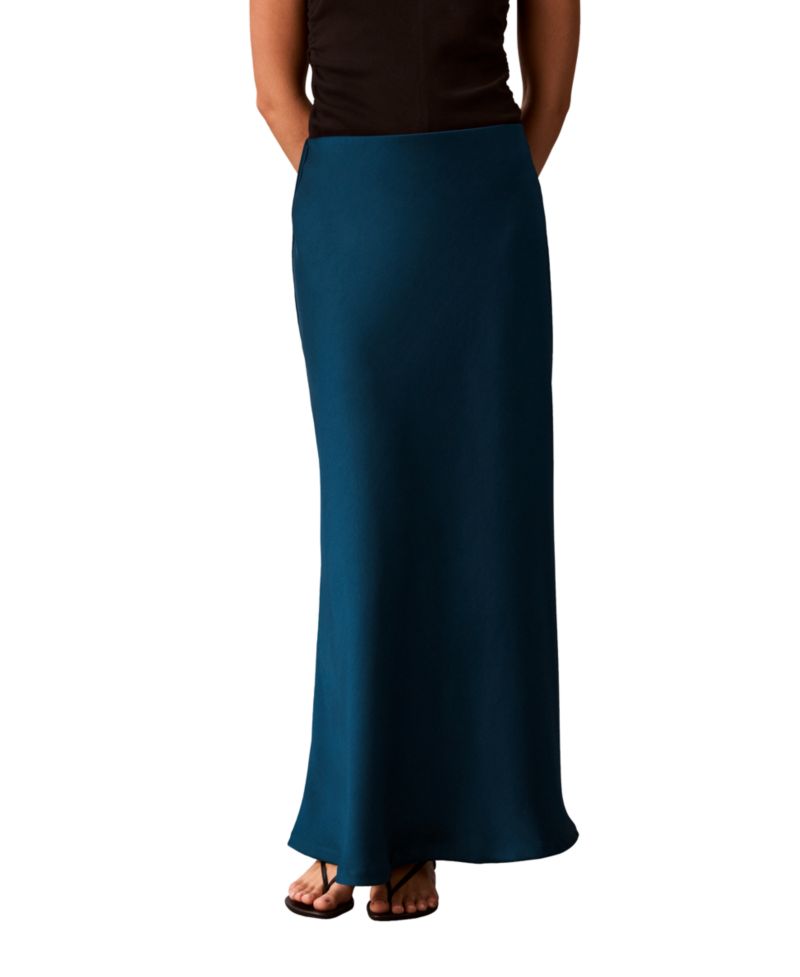 Petite Pull-On Satin Maxi Skirt