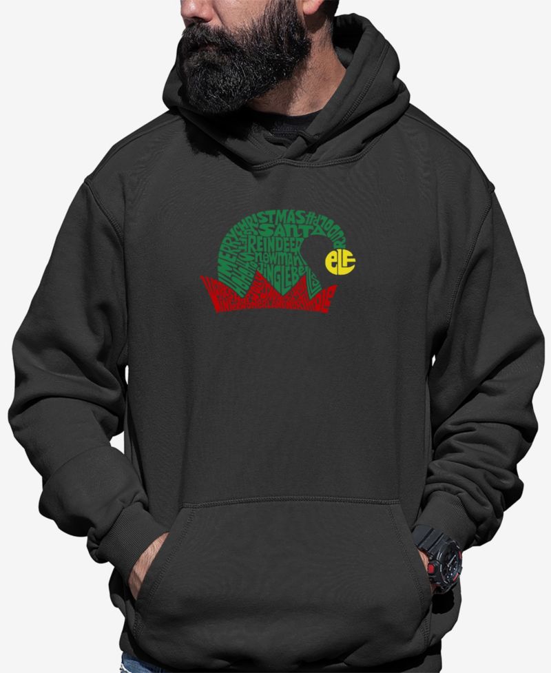 Men's Christmas Elf Hat Word Art Hooded Sweatshirt