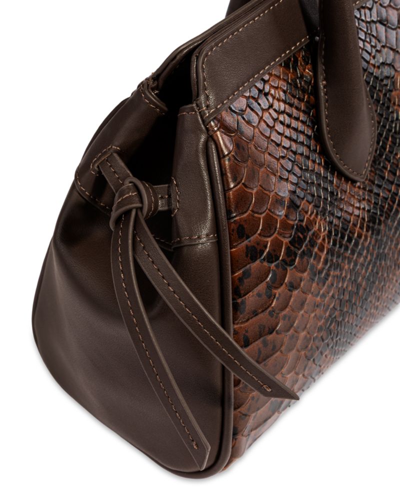 Elaina East West Embossed Snake Shoulder Handbag