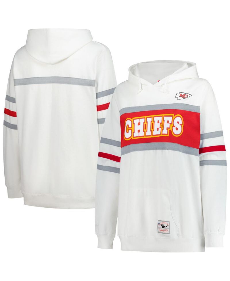 Women's White Kansas City Chiefs Plus Size Head Coach Throwback Pullover Hoodie