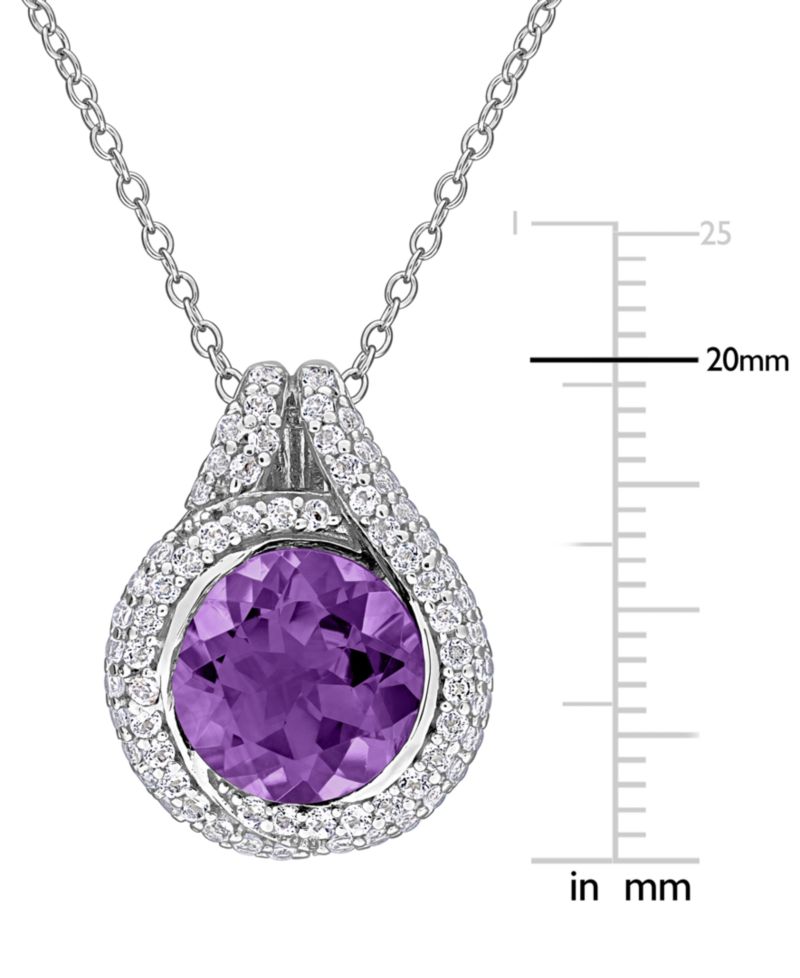 Blue Topaz (3 ct. t.w.) & White Topaz (5/8 ct. t.w.) Pendant Necklace in Sterling Silver (Also Available in Citrine & Amethyst)
