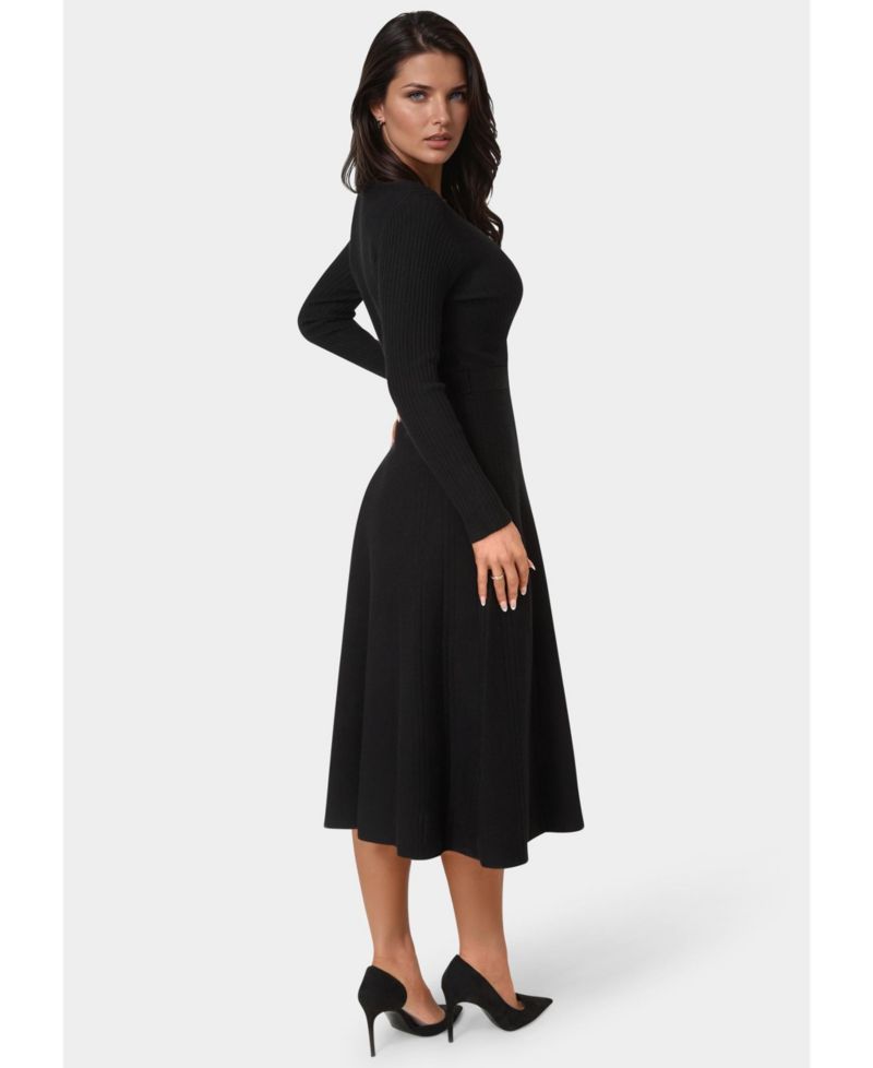 Women's Fit and Flare Midi Sweater Dress