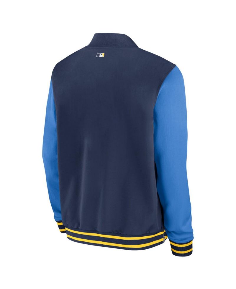 Men's Navy Minnesota Twins 2024 City Connect Authentic Collection Game Time Full-Zip Bomber Jacket