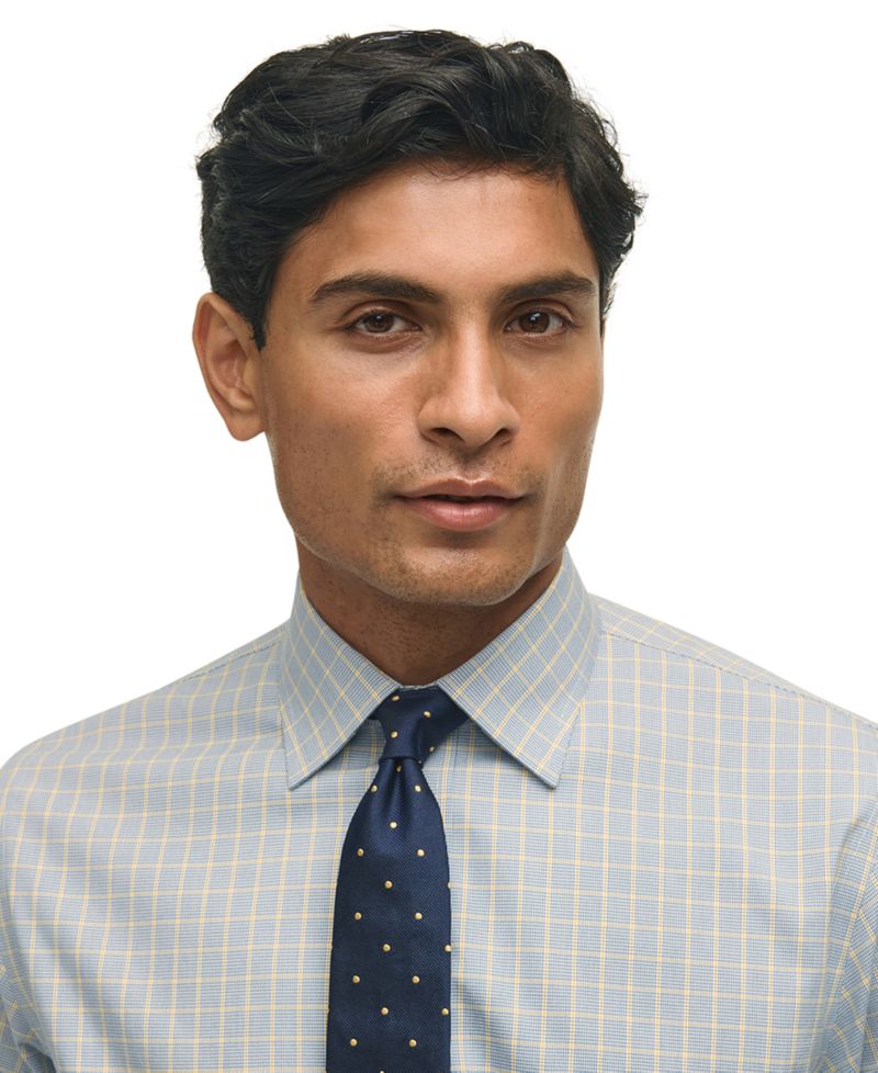 Men's Regular-Fit Navy Check Dress Shirt