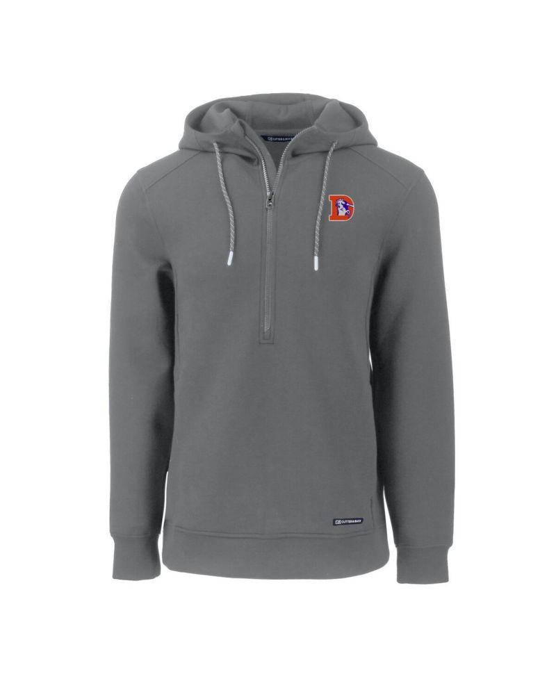 Men's Gray Denver Broncos Throwback Roam Eco Half-Zip Pullover Hoodie