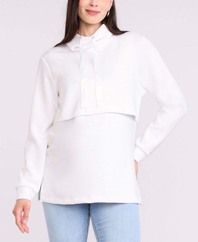 Maternity Funnel Neck Pullover Nursing Sweatshirt - Motherhood