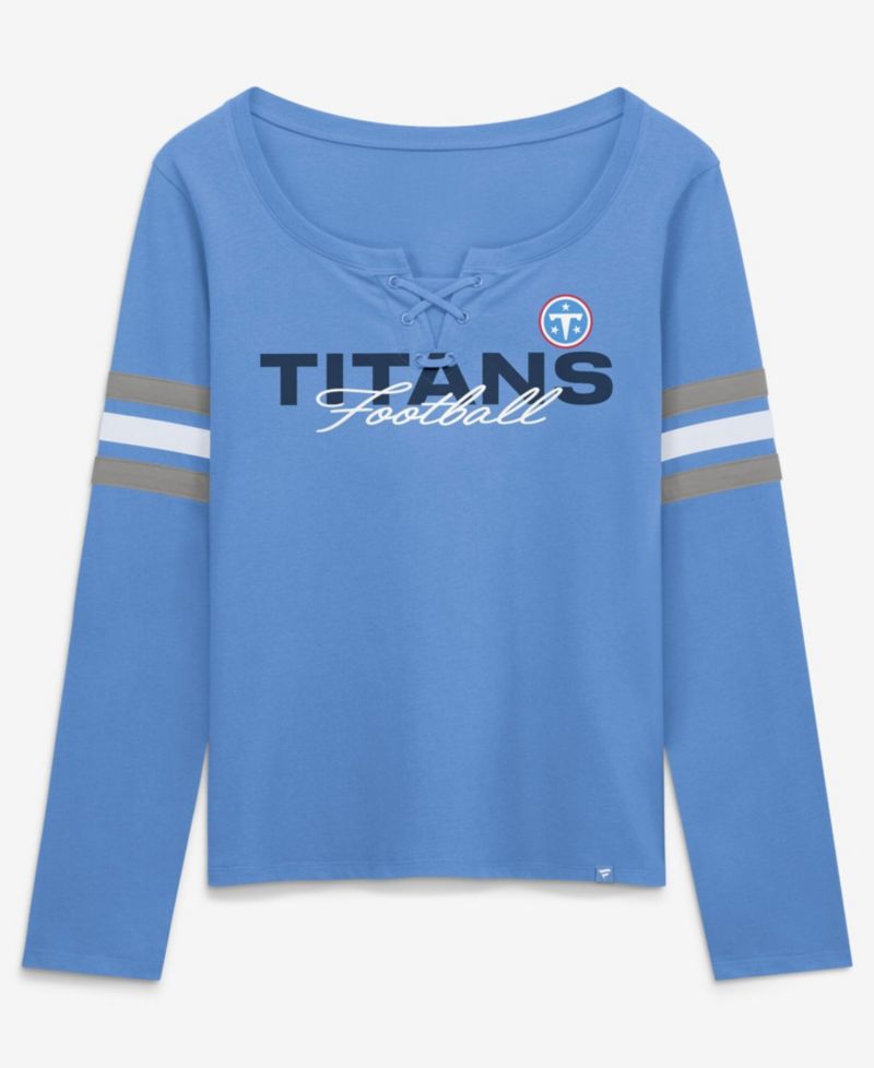 Women's Blue Tennessee Titans Team First Coverage Scheme Lace-Up Long Sleeve T-Shirt
