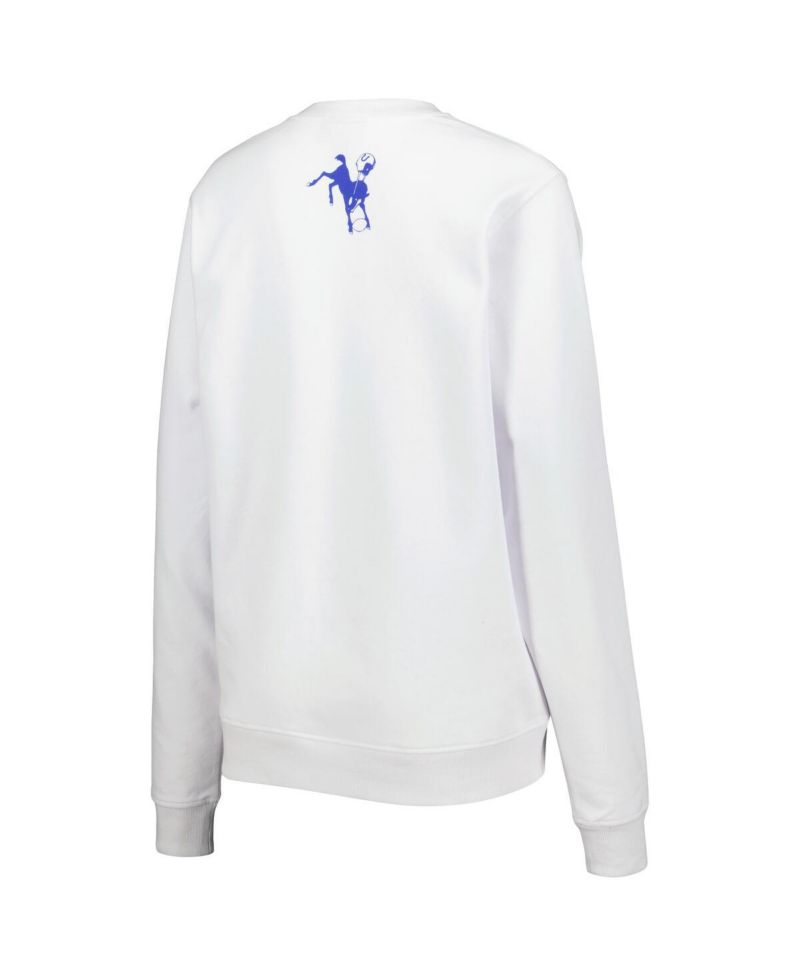 Women's White Indianapolis Colts Cheer V-Neck Fleece Pullover Sweatshirt