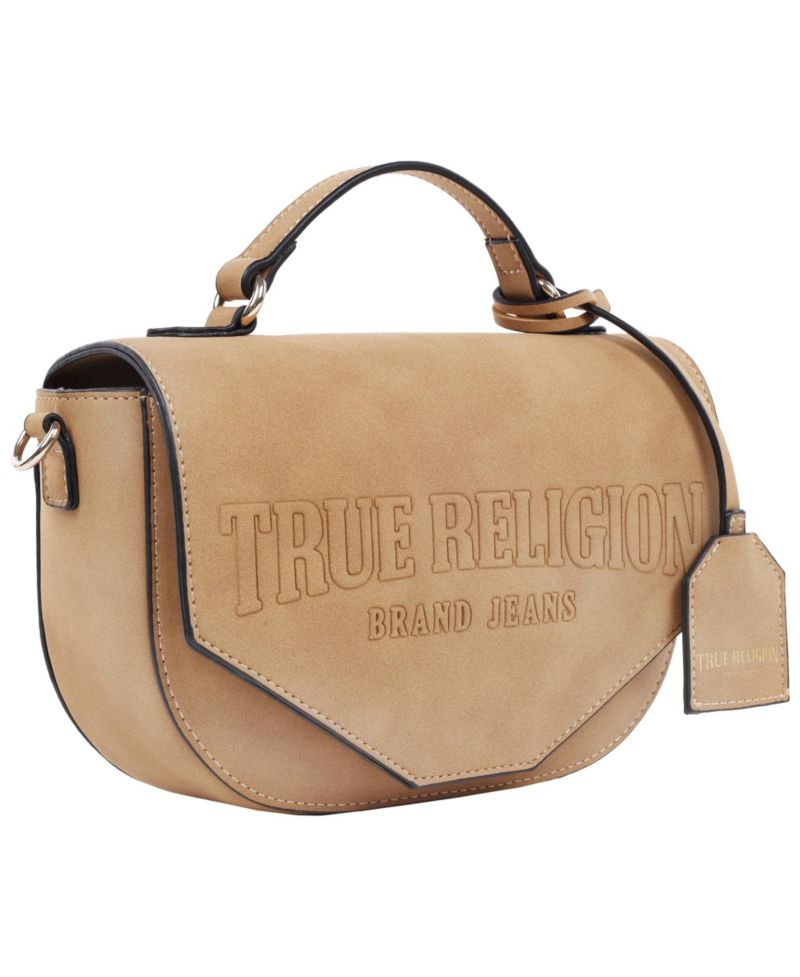 Trapunto Logo Suede Flap Crossbody