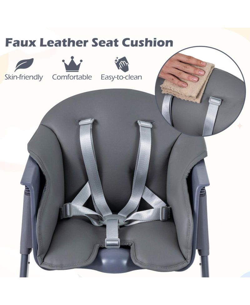 Footrest-Equipped 3-in-1 Washable High Chair for Toddlers