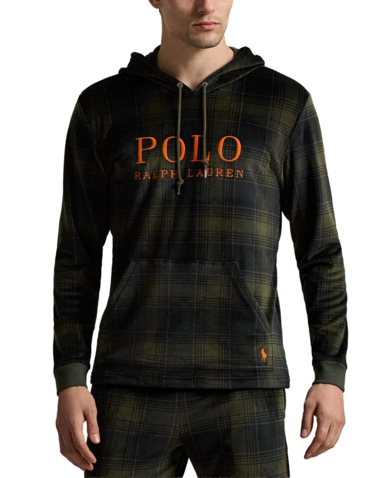 Men's Velour Long-Sleeve Hooded Pajama Hoodie