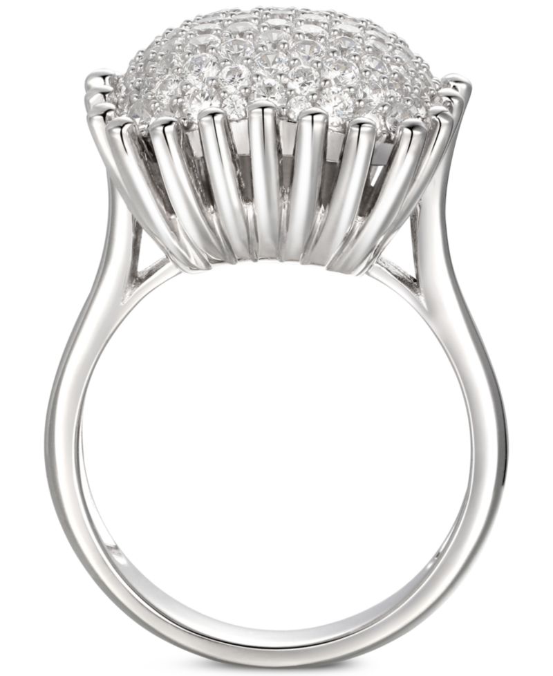 Cubic Zirconia Pav&eacute; Statement Ring in Sterling Silver