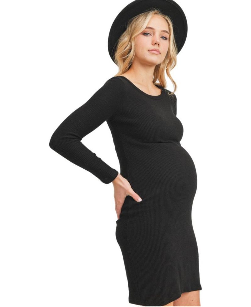 Women's Ribbed Knit Long Sleeve Dress