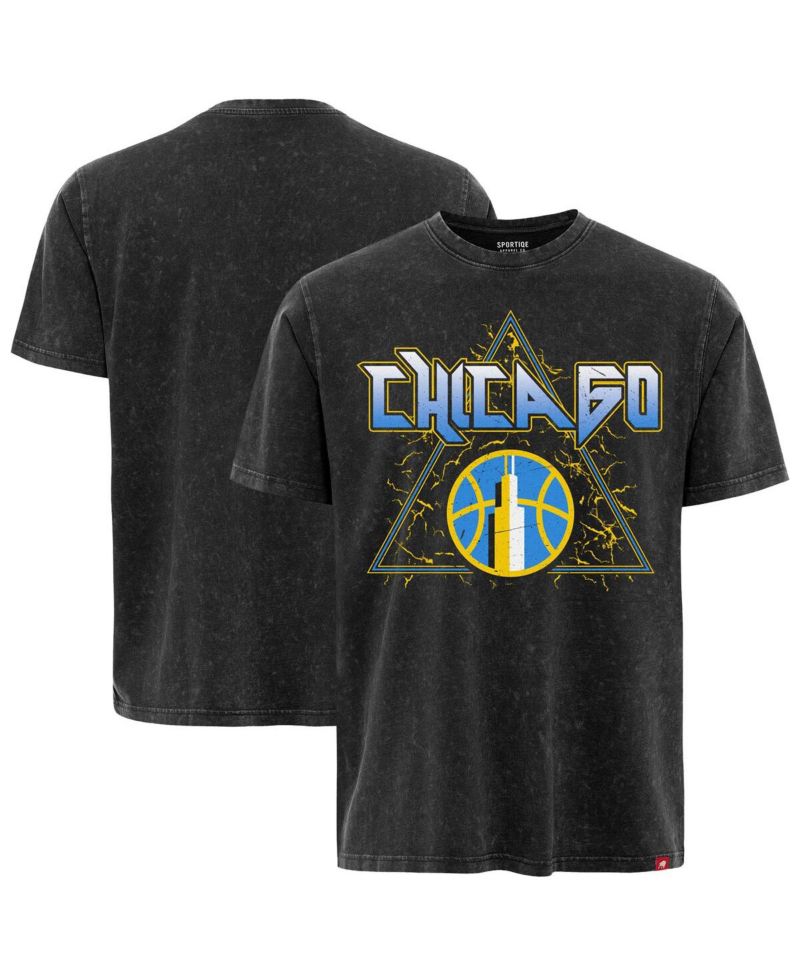 Men's and Women's Black Chicago Sky Rock Roll Collection Angus Mineral Wash Premium T-Shirt