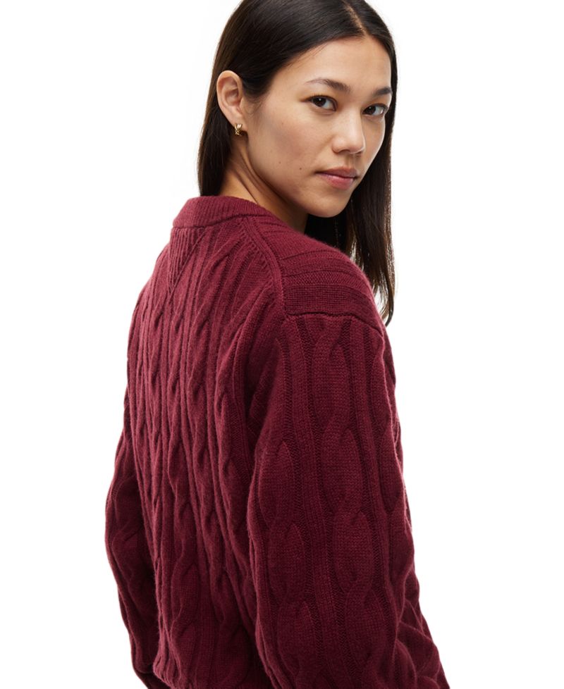 Women's American Icons 100% Wool Cable-Knit Crewneck Sweater