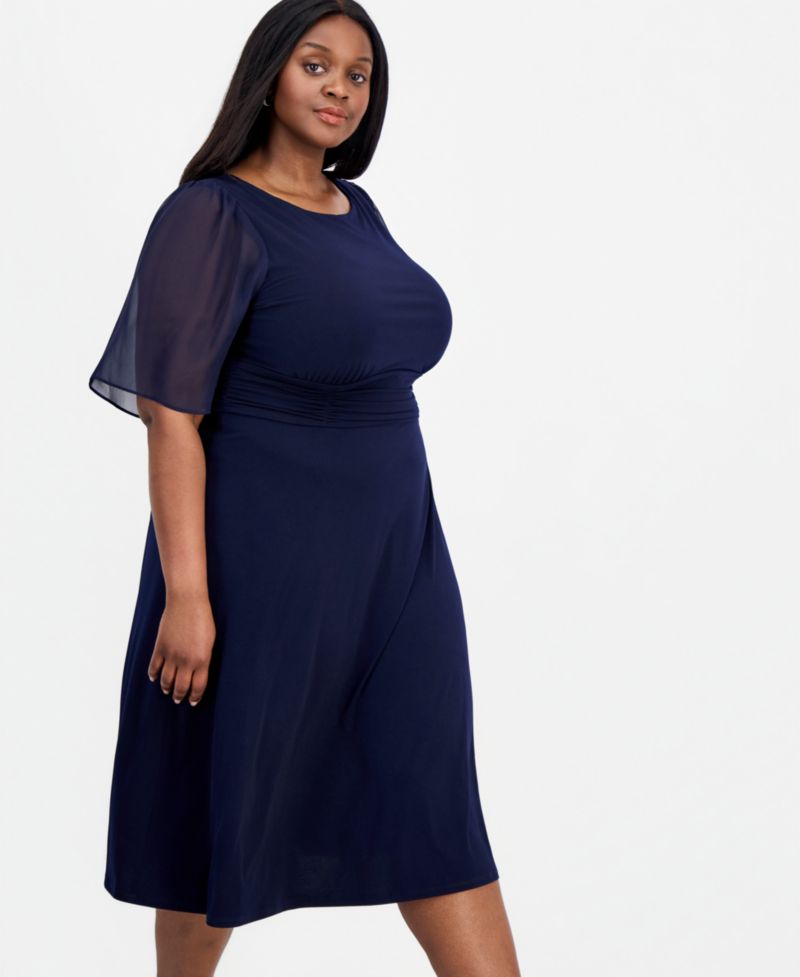 Petite Flutter-Sleeve Midi Dress
