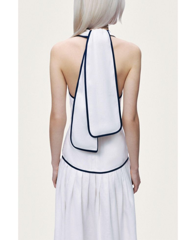 Women's Binding Detail Halterneck Midi Dress