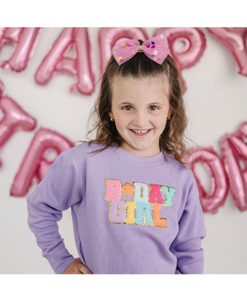Little and Big Girls Birthday Girl Patch Sweatshirt