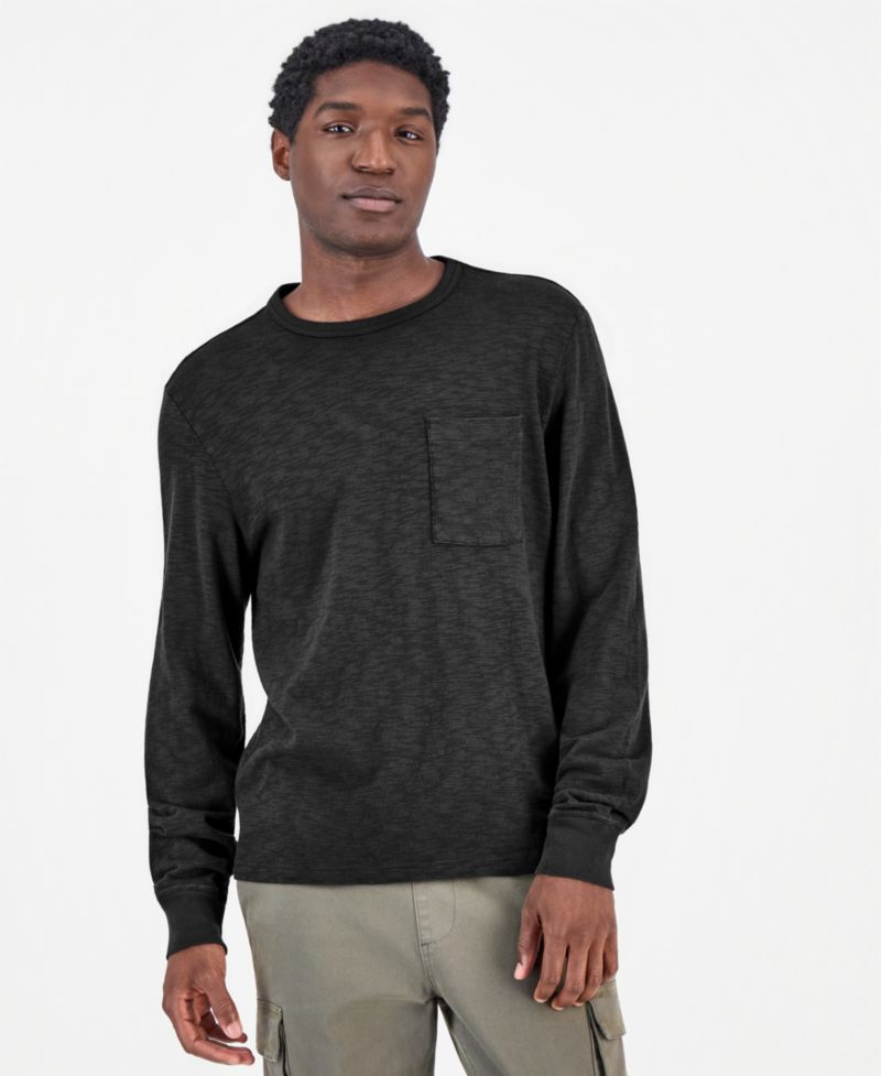 Men's Slub-Knit Long-Sleeve Pocket T-Shirt