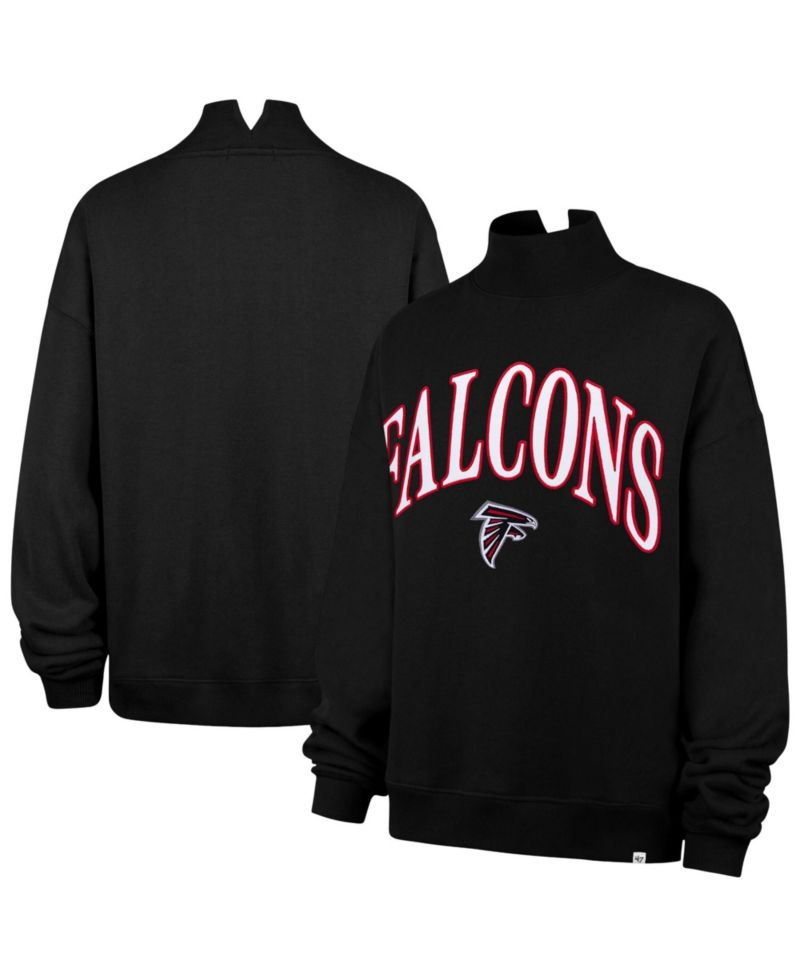 Women's '47 Black Atlanta Falcons Oversized Vantage Mock Neck Sweatshirt