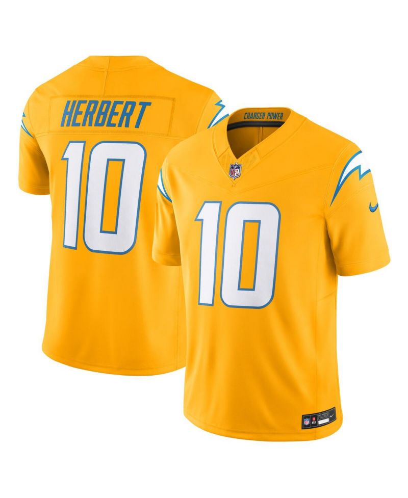 Men's Justin Herbert Gold Los Angeles Chargers Alternate Charger Power Vapor F.U.S.E. Limited Jersey