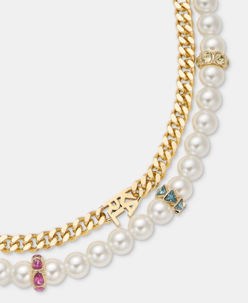 Crystal & Imitation Pearl Beaded Layered Collar Necklace, 16" + 3" extender